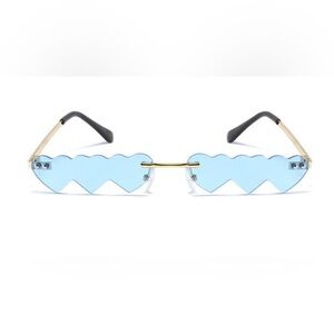 Wave-Edge Rimless Sunglasses in Light Blue for Women